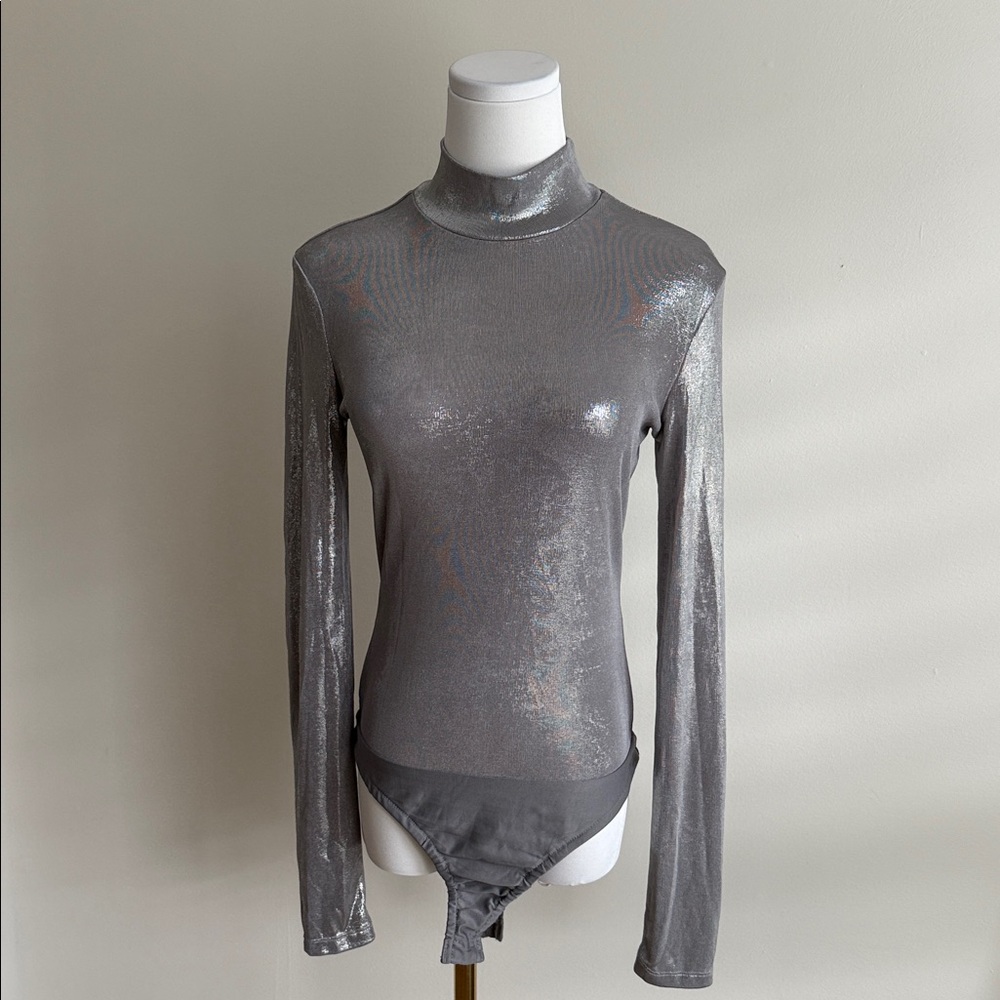 GREY LAB Silver Long Sleeve Bodysuit